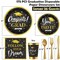 Graduation Decoration Class of 2026, 175PCS Graduation Party Supplies Disposable Dinnerware(Serve 25) with Paper Plates Cup Napkin Fork Knife Spoon College High School Grad Decor(Black & Gold)